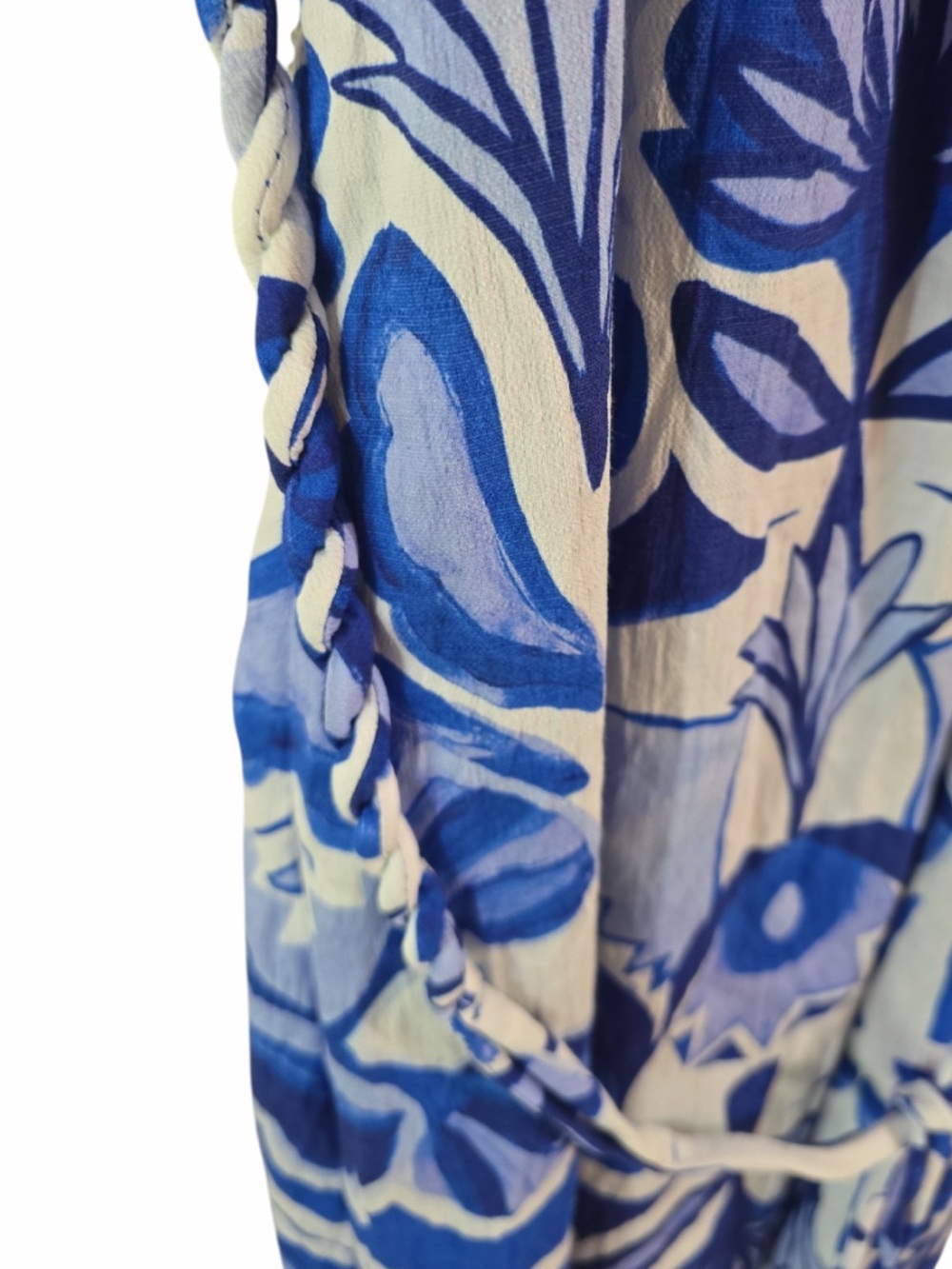 Vince Camuto Blue White Floral Rope Trim Maxi Dress NWT Size 8 - Picture 4 of 11